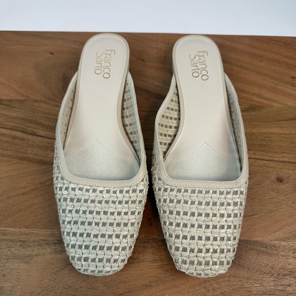 New Womens Franco Sarto Dayla Mules Beige Slides Shoes Size 8.5 M‎
